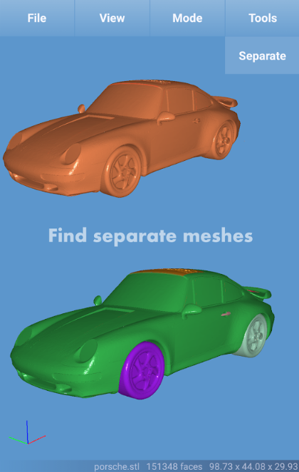 Find separate meshes
